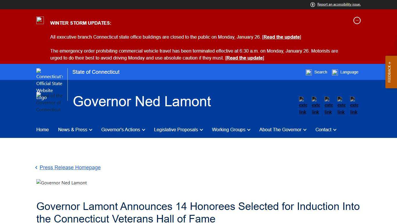 Governor Lamont Announces 14 Honorees Selected for Induction Into the Connecticut Veterans Hall of Fame